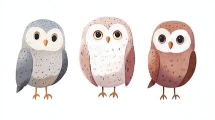 Fototapeta premium Cute owl painted with watercolors