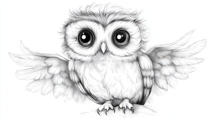Fototapeta premium Cute owl painted with watercolors