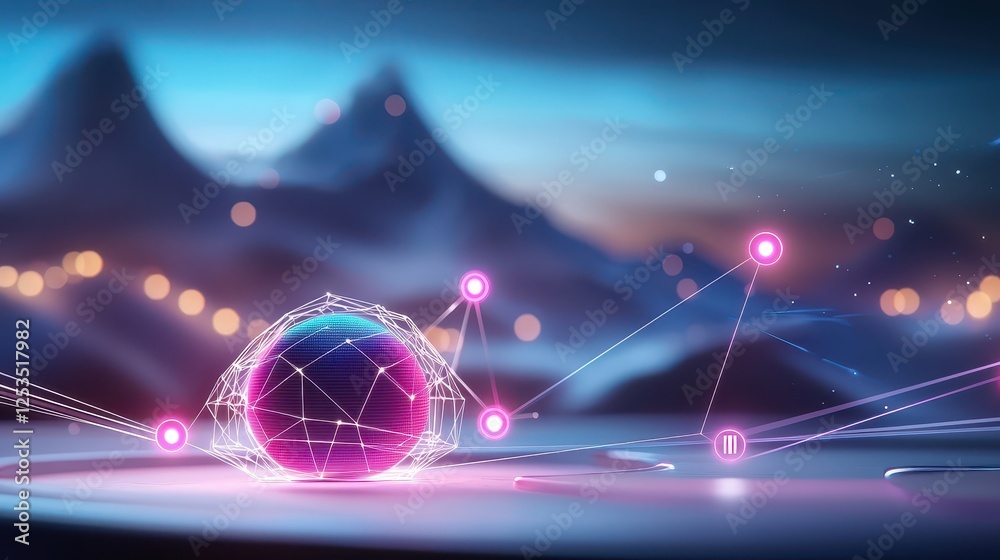 Poster a sleek digital ecosystem visualizing ai-driven ad personalization in real-time, with interconnected
