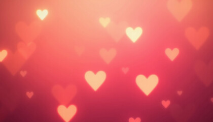 Glowing Hearts Bokeh with Romantic Mood. AI Generation.