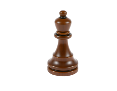 Realistic wooden chess piece on transparent background