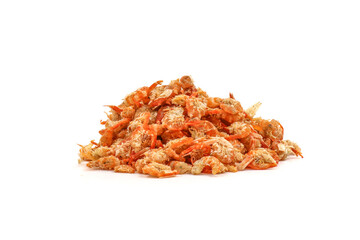 Dried Salted Prawn on the white background