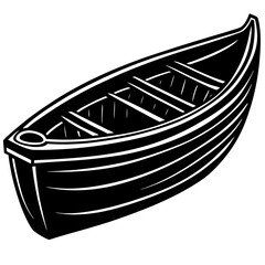 Wooden row boat vector art illustration