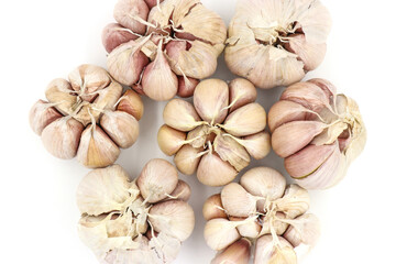 raw garlic isolated on white background..