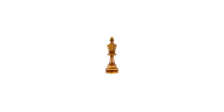 Realistic wooden chess king on a transparent background