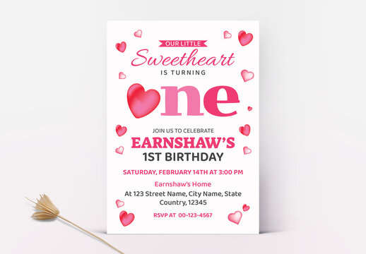 Valentines Day Birthday Invitation Template