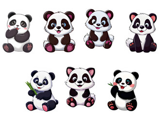Fototapeta premium set of panda