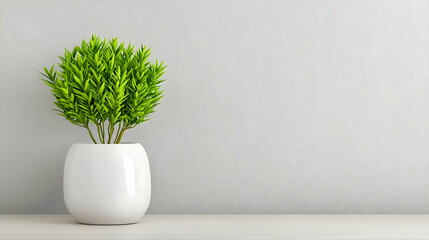Potted plant on shelf, minimalist interior, bright background