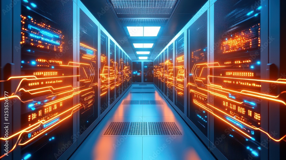 Aufkleber power-efficient computing, glowing digital circuits emitting warmth and optimism, creating an aura o