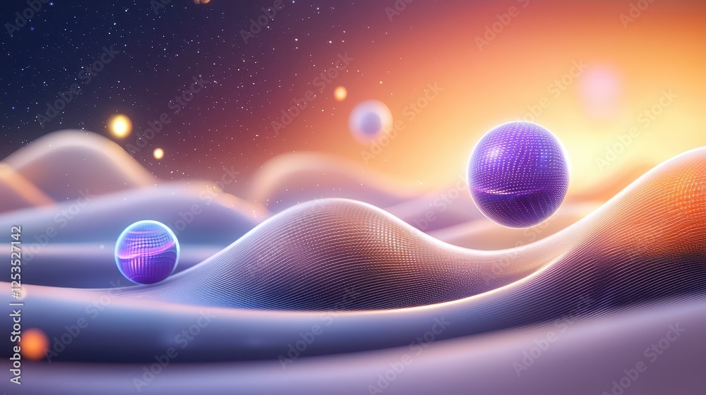 Poster seamless ai-driven user journey visualization, a soft futuristic flow with balanced lighting and dep