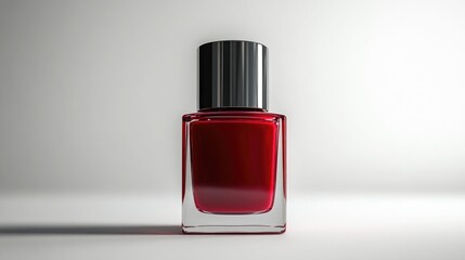 Red nail polish bottle, isolated on transparent or white background 