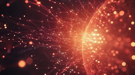 Abstract digital background featuring a glowing Earth with interconnected nodes, representing the internet, blockchain technology, and global data exchange, high-tech business and communication theme.