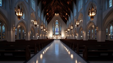 Serene Sanctuary: The Majestic Interior of a Cathedral