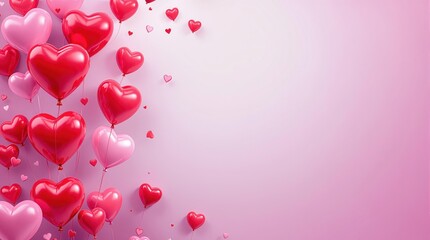 Valentine's Day background red and pink heart-shaped decorations