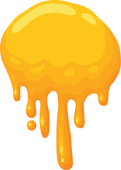Cartoon honey splash. Sweet syrup dripping spots, melting liquid honey spots flat vector illustration icon. Sticky honey drops on white background.