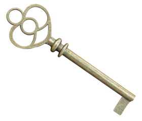Retro vintage brass heart shaped key
