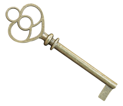 Retro vintage brass heart shaped key