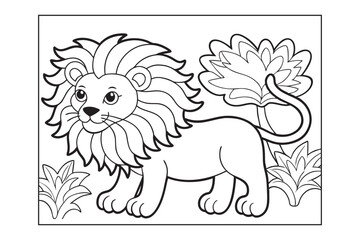 Jungle safari animal outline for drawing coloring page
