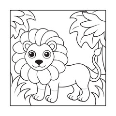 Jungle safari animal sketches coloring books page illustration