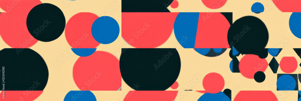 Poster geometric seamless pattern featuring alternating squares and circles in vibrant colors