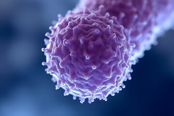 Close-Up View of Microscopic Cell Structure Under Lab Conditions with Soft Blue Background