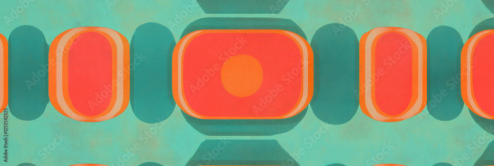 Poster Seamless pattern featuring alternating circles and rectangles in a balanced layout