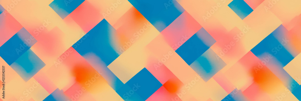 Poster seamless geometric pattern of alternating squares and diamonds in vibrant colors for decorative use