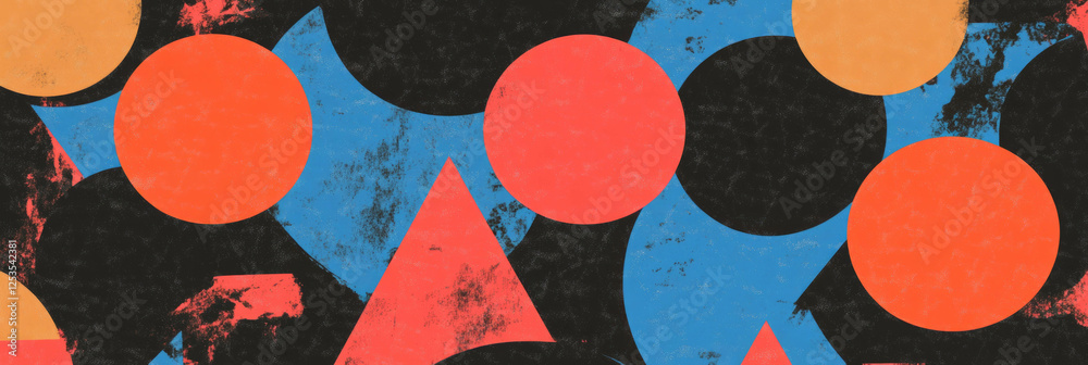 Aufkleber Seamless pattern of circles and triangles creating unique visual shapes