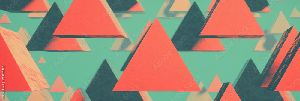Poster Seamless pattern design featuring large inward-pointing triangles on a vibrant background