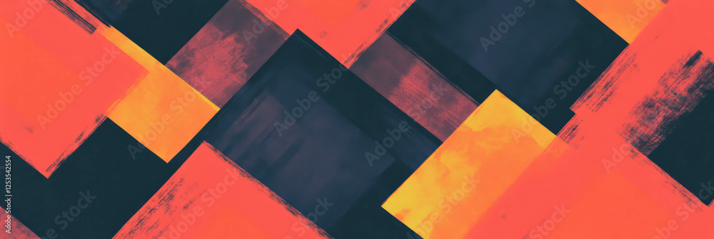 Aufkleber Overlap of large squares in a seamless pattern creating depth in vibrant colors