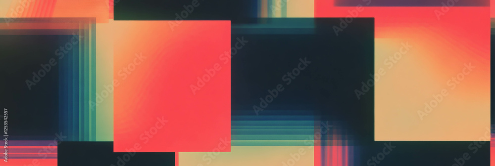 Poster Pattern of overlapping squares creates an abstract layered effect