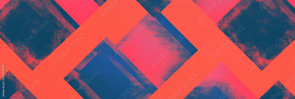 Poster Colorful layered squares create a dynamic seamless pattern for creative backgrounds