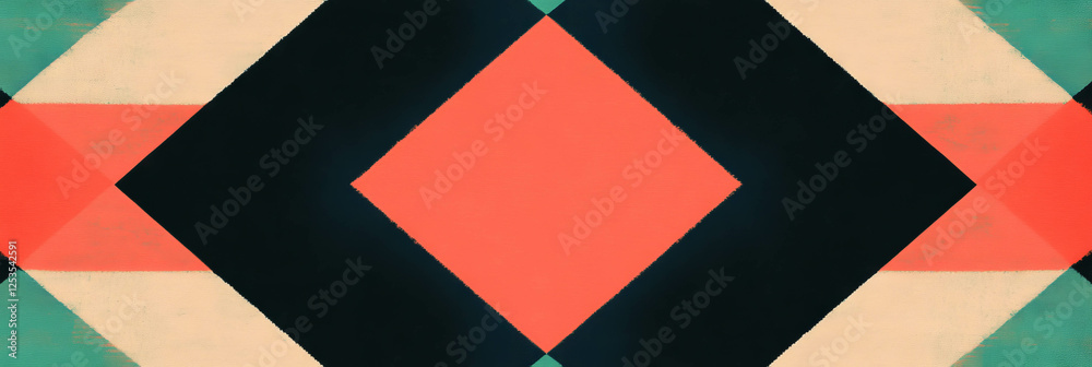 Poster seamless pattern featuring large triangles forming a star-like design in vibrant colors