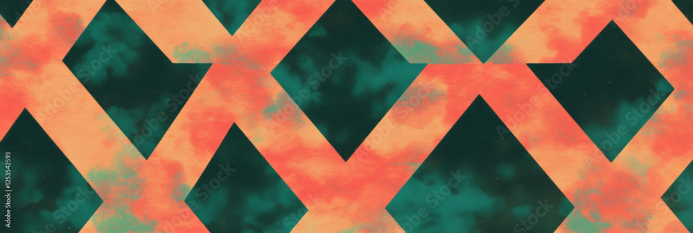 Poster Colorful seamless pattern of large triangles creating star-like shapes for decorative use
