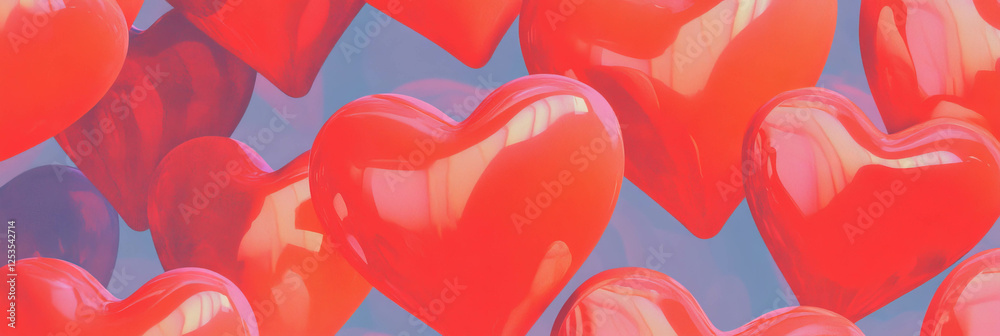 Poster large hearts forming a central design in a seamless pattern for banners and decorations