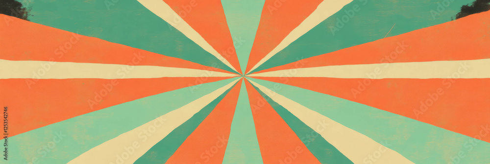 Poster radiating triangle pattern in warm colors for creative backgrounds and banners