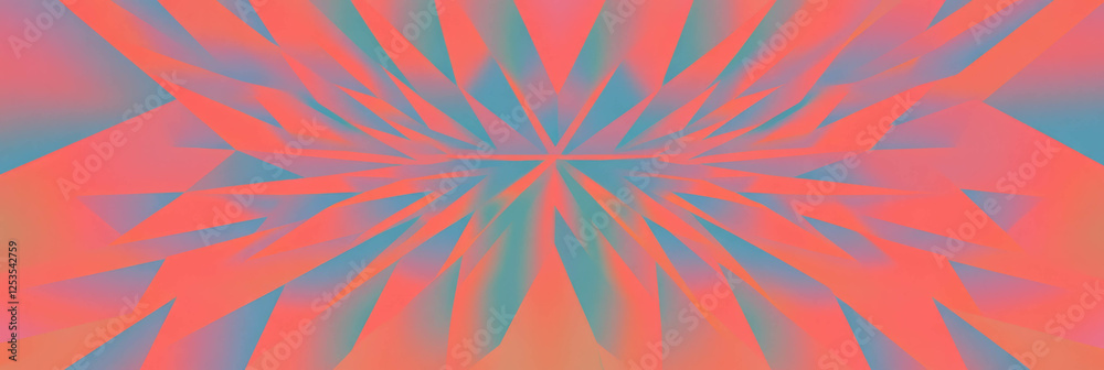 Poster radiating triangle pattern in vibrant colors for creative backgrounds