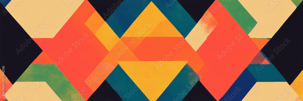 Poster Dynamic seamless pattern of triangles radiating from a central point in vibrant colors