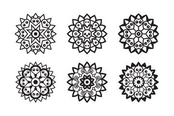 Whimsical floral and ornamental mandala bundle coloring pages for coloring books and print