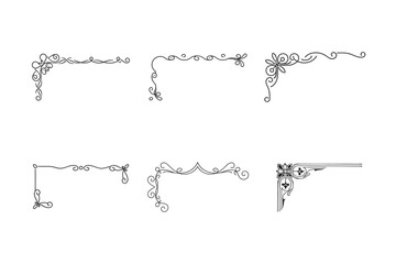 Obraz premium Victorian and baroque ornamental corner line bundle