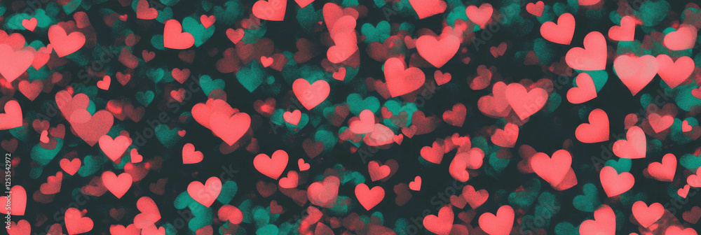 Poster Seamless pattern of small hearts creating a flowing design for decorative banners and backgrounds