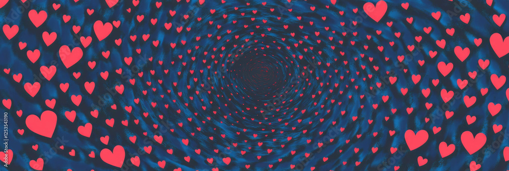 Poster seamless pattern of small hearts in concentric arrangement with vibrant colors