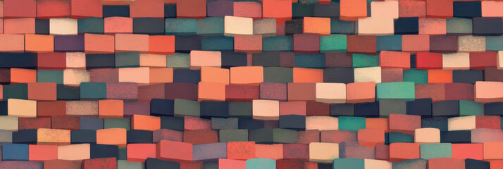 Fototapeta premium Seamless pattern of small rectangles arranged in a brick-like design for banners and backgrounds