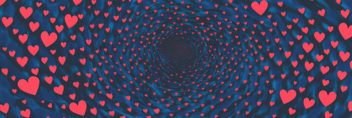 Seamless pattern of small hearts in concentric arrangement with vibrant colors