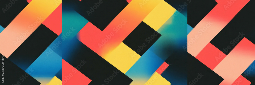 Poster complex geometric design featuring seamless pattern of squares and diamonds