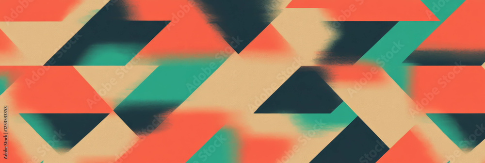 Poster Seamless pattern of colorful triangles creating a tessellated design for backgrounds