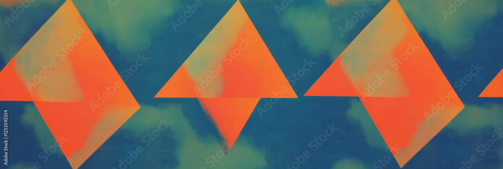 Poster Seamless pattern of colorful triangles creating a modern tessellated design for various uses