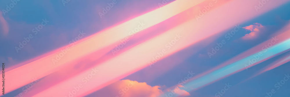 Aufkleber retro futuristic sunset with neon beams shining through structures