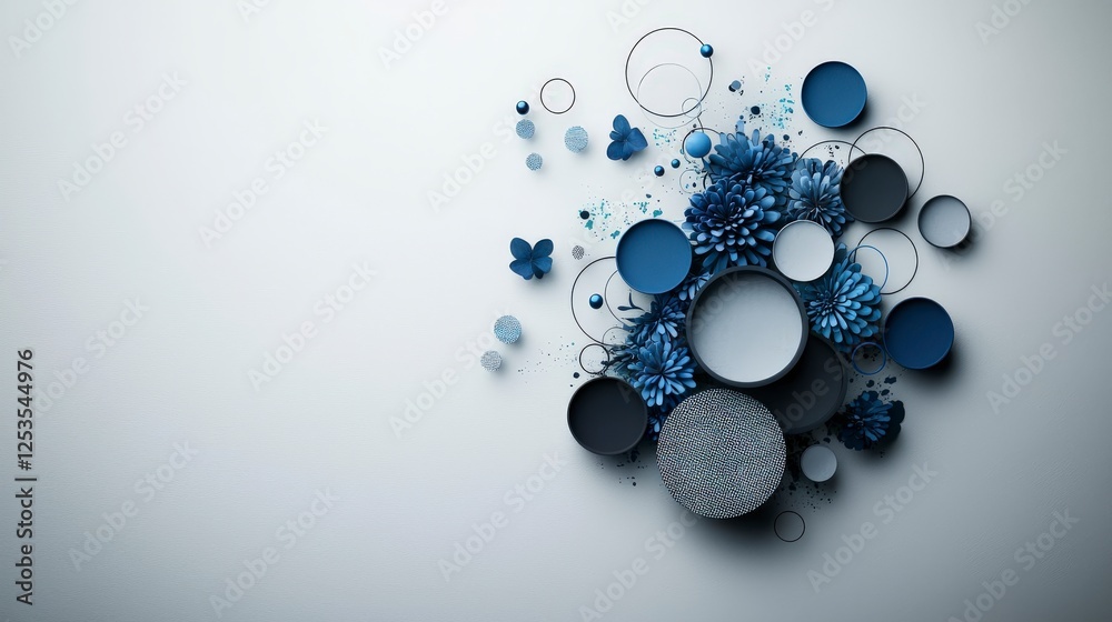 Poster stylish circle arrangement modern design studio digital artwork aesthetic environment abstract viewp