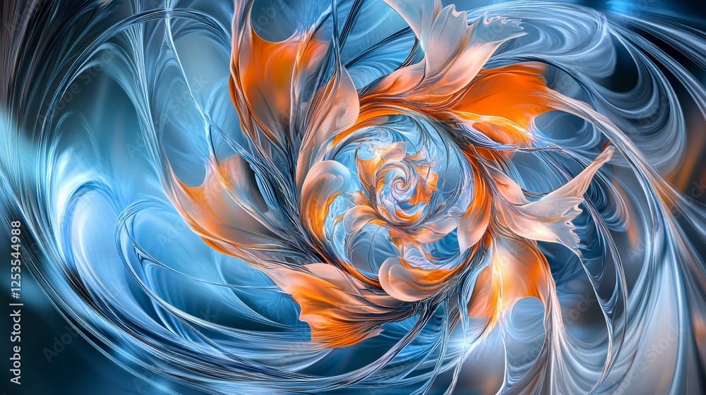 Poster Dynamic swirling lines of colorful spiral art abstract design digital creation vibrant environment artistic perspective